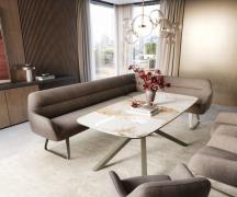 Esszimmerbank Taya-Flex 285x190 cm Strukturstoff Soft Taupe Kufengeste...