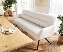 Esszimmerbank Taya-Flex 200 cm Bouclé Creme-Weiß Kreuzgestell kantig S...