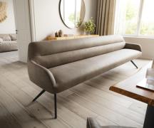 Esszimmerbank Taya-Flex 300 cm Mikrofaser Taupe Vintage Kreuzgestell k...