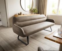 Esszimmerbank Taya-Flex 200 cm Mikrofaser Taupe Vintage Kufengestell f...