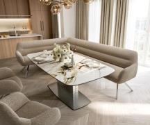 Esszimmerbank Taya-Flex 285x190 cm Bouclé Schlamm Kreuzgestell kantig ...