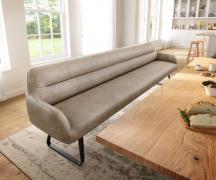 Esszimmerbank Taya-Flex 300 cm Mikrofaser Beige Vintage Kufengestell f...