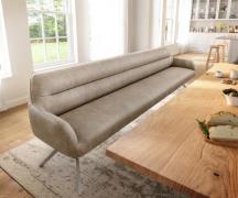 Esszimmerbank Taya-Flex 300 cm Mikrofaser Beige Vintage Kreuzgestell k...