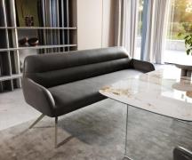 Esszimmerbank Taya-Flex 200 cm Mikrofaser Anthrazit Vintage Kreuzgeste...