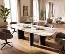 Esstisch Edge Boot 260x120 cm Keramik Minas Melange Weiß-Beige Troa Me...