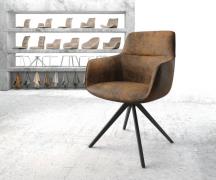 Drehstuhl Pejo-Flex Braun Antik Kreuzgestell kantig Schwarz 180° drehb...