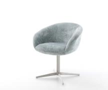 Drehstuhl Vinka-Flex mit Armlehnen Chenille Pastellblau Fußkreuz Edels...