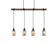 Lindby - Emavi Pendelleuchte Black/Smoke/Wood