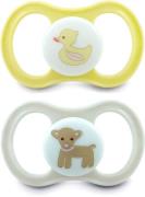 Esska Happy Sheep/Duck Schnuller 2er-Pack, Gelb/Beige