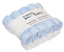 Virgel Waschlappen Bambus 10er-Pack, Blau/Weiß