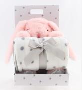 CarloBaby Fleecedecke und Kuscheltier Kaninchen, Rosa