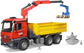 Bruder MB Arocs Baustellen-LKW Mit Kran, Schaufelgreifer Und 2 Palette...