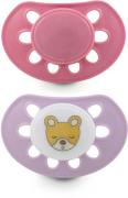 Esska Classic Teddy Silikon Schnuller 2er-Pack 4-36 m, Rosa/Lila