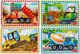 Melissa &  Doug Puzzles Baustellenfahrzeuge 4-in-1, 12 Teile