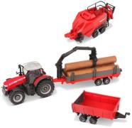 BB Junior Farmland Massey Fergusson 8740S Traktor mit 3 Anhänger