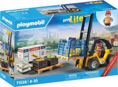 Playmobil 71528 My Life Bausatz Gabelstapler mit Fracht