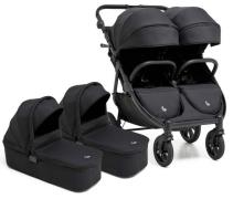 Beemoo BFF60 2 Geschwisterwagen inkl. Liegewannen, Night Black, Doppel...