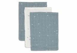 Jollein Waschlappen Twinkling Musselin 3er-Pack, Sea Green
