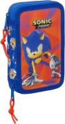 Sonic Prime Doppel-Federmäppchen, Blau/Rot